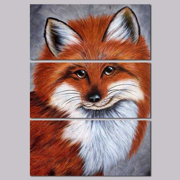 

3pcs modern animal fox decoration brown white pet baby goldfish wall art picture poster canvas painting for living room unframed