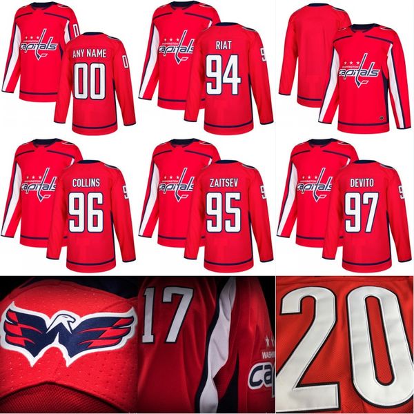 

2017-18 New Season Washington Capitals Jersey 94 Damien Riat 95 Dmitri Zaitsev 96 Stephen Collins 97 Jimmy Devito Hockey Jerseys