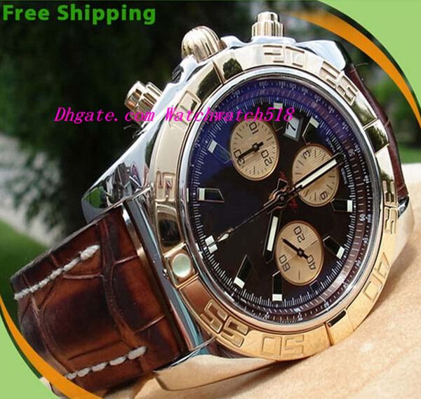 

wow equipped with original box certificate luxury wristwatch chronography 44 mm chronomat rose gold steel perfect dial men's watch, Slivery;brown
