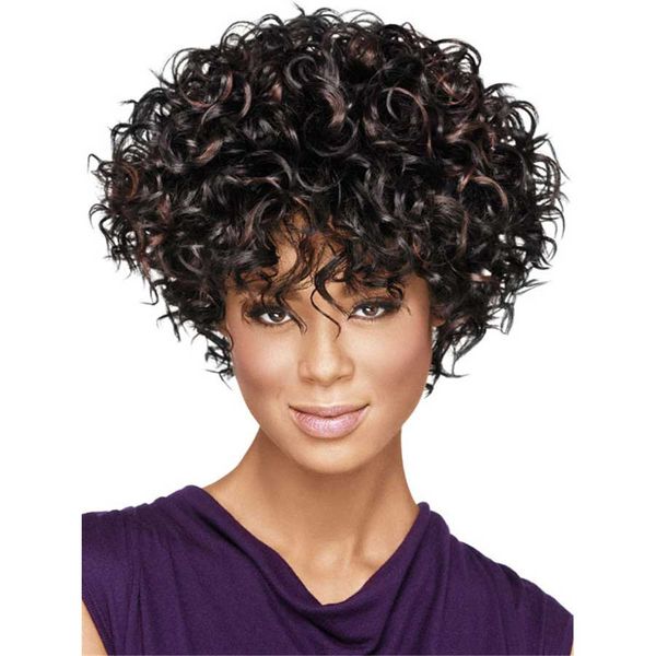 Fashion Womwn Beauty Fake Wig African Short Wavy Wigs Short Curly