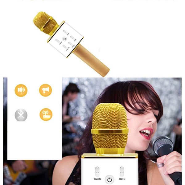 

q7 handheld microphone bluetooth wireless ktv with speaker mic microfono handheld for iphone smartphone portable karaoke player 0802218