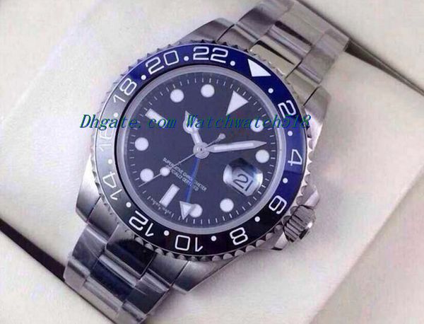 

selling luxury watches 116710 stainless steel bracelet black blue ceramic bezel mens wrist watches automatic mens sports watch, Slivery;brown