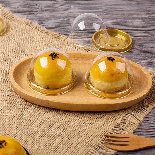 

single individual moon cake tray boxes gold black round plastic cake box mooncake pvc boxes food gift packaging boxes