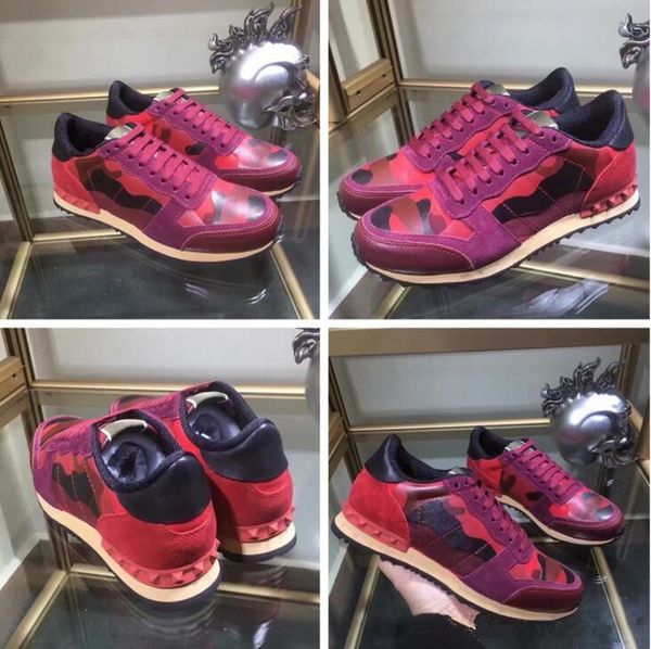 

2017 Perfect Rock Runner Camouflage Leather Sneakers Shoes Men,Women Luxury Style Rock Studs Outdoor CAMUSTARS Trainers Casual SHOES 36-46