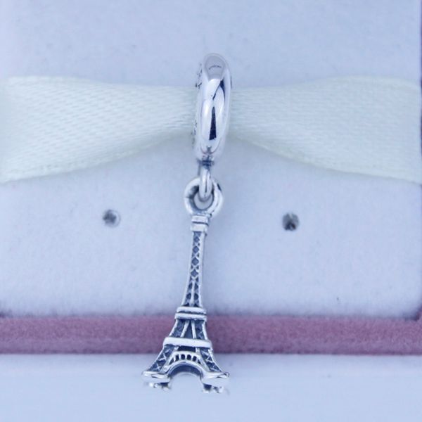 Loose beads Authentic 925 sterling Silver fashion Threaded Charms Eiffel Tower Beads Fits European Pandora Charm Bracelets Snake Chain