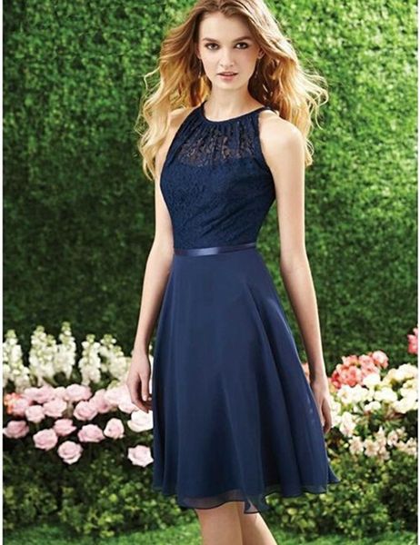 

горячие продажи дешевые короткие темно-синие платья подружки невесты рукавов драгоценности шеи кружева шифон колен партии платья на заказ, White;pink