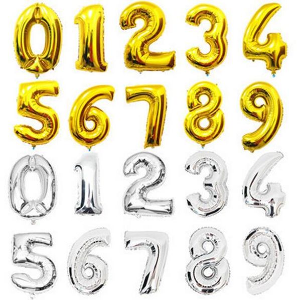 

горячая рождество 40 дюймов золото серебро количество фольги воздушные шары цифра гелий воздушный шар свадьба день рождения воздушный шар на