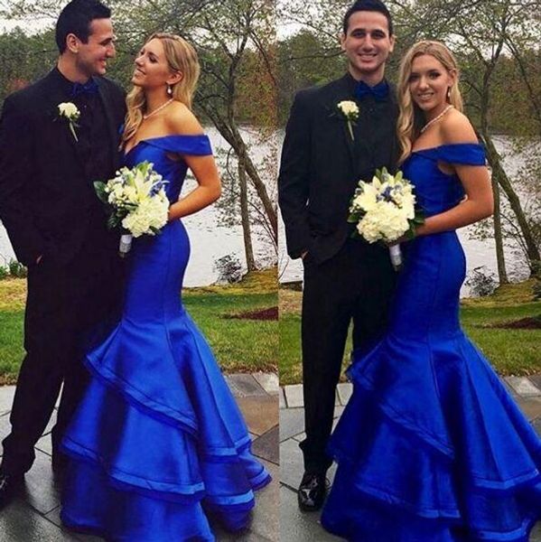 

2019 royal blue off shoulder mermaid prom pageant dresses customed dubai aribic trumpet floor length occasion evening party gowns, Black;red