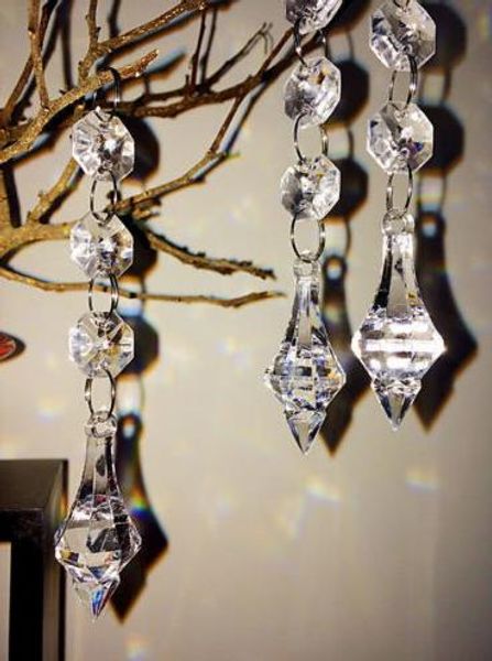 Açık akrilik kristal kolyeler asılı boncuk örtü çelenk duvar paneli düğün dekor çelenk püskül ekran xmas ağacı diy partisi dekoratif