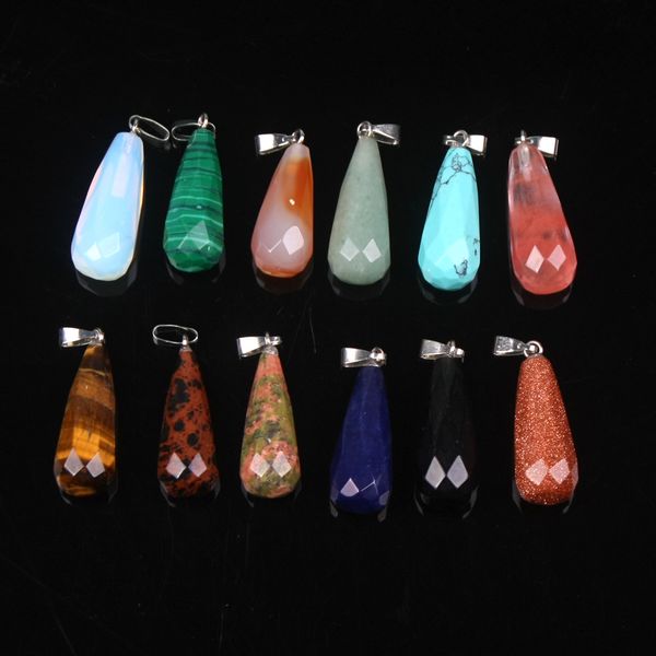 Colares de quartzo Multi Color Gota de Água Forma de Cura Chakra Facetada Gem Bead Stone Colar de Cristal Mulheres amante Da Menina presentes do Dia Dos Namorados