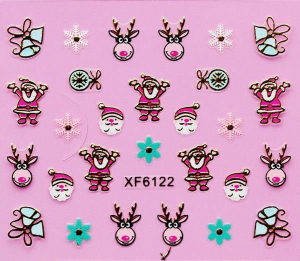 

Can mix de ign 3d chri tma gift de ign water tran fer nail art ticker decal lady women manicure tool nail wrap decal xf368