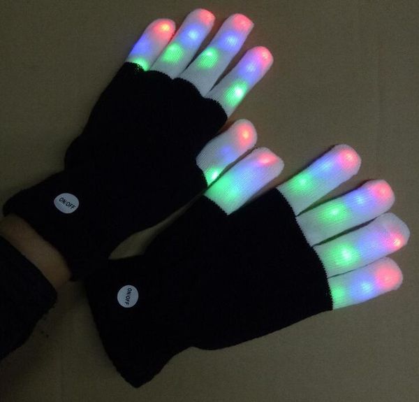 Guantes de iluminación con dedos intermitentes Guantes coloridos LED Rave Espectáculo de luces de 7 colores, juguetes iluminados, regalo de Navidad