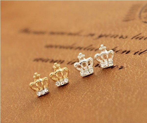 

lovely diamond crown earring, fashion jewelry, beautiful wedding and engagement gift, no fade, hign quality and ing, Golden;silver