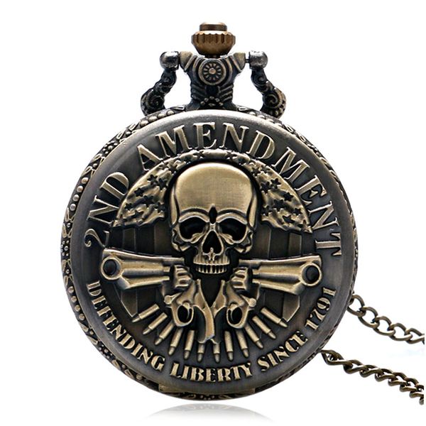 

wholesale-new arrival 2nd amendment guns design pocket watch men vintage pendant watch p987, Slivery;golden