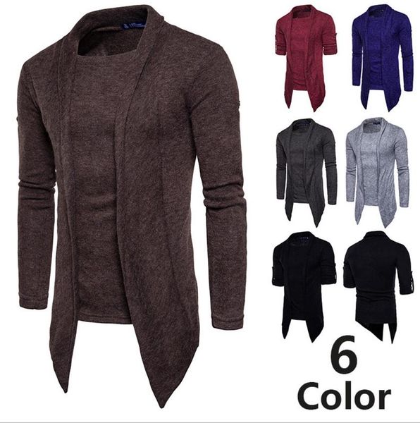 

irregular fit piece o men sweatshirt neck long sleeve pullover symmetry slim design fake two man sweatshirt hoodies for ship 2017 uknf, Black