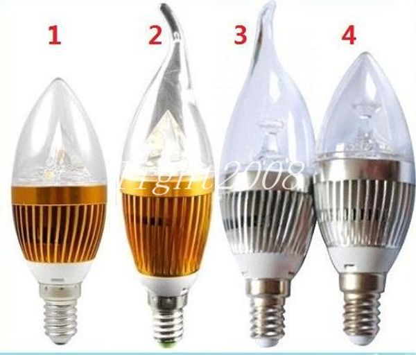 3 Watt E12 E27 E14 Silber/Goldene Led-kerzenlampen Lichter Warm/Kaltweiß Hohe Helle Led-strahler 85-265 V kostenloser versand