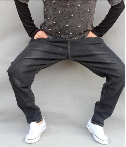 

wholesale-men baggy jeans big size l-5xl mens hip hop jeans long loose fashion skateboard relaxed fit jeans for men harem pants black, Blue