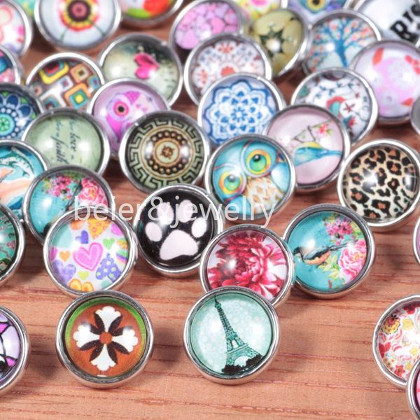

fashionn 10pcs/lot many styles rhinstone snaps buttons for 12mm snap button jewelry fit leather charm bracelets making jew, Crystal