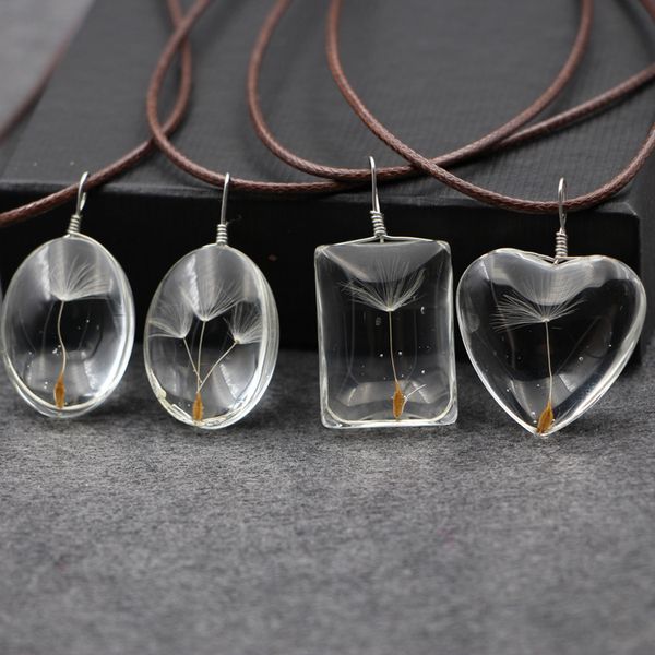 

cute dandelion flower heart choker necklace pendants vintage lucky jewelry with rope chain for women men, Silver