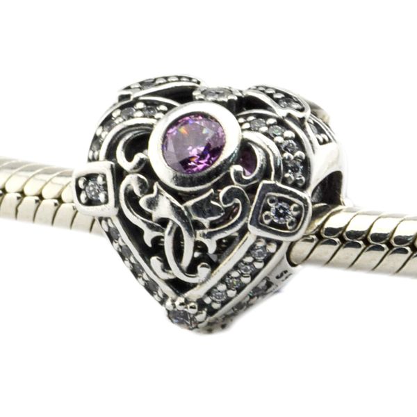 

fits for pandora bracelet 100% 925 sterling silver beads opulent heart, orchid & clear cz diy charms 2016 autumen jewelry 1pc/lot, Black