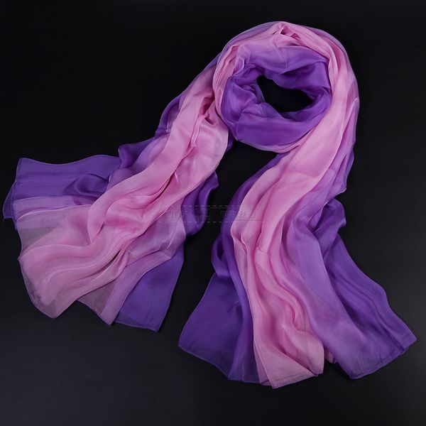 

100% pure silk scarf long and big gradient color, Blue;gray