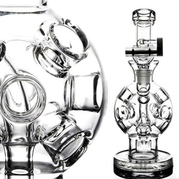 Buracos bola Hookahs Fab Egg Recycler Dab Rigs Bongs de vidro grosso Cachimbos de água de vidro 2 funções Cachimbo de fumo 14 mm Joint Shisha