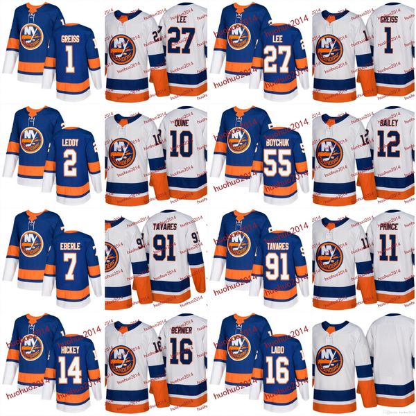 

New Islanders 2017-2018 Season 91 John Tavares 7 Eberle 14 Thomas Hickey 27 Anders Lee 55 Johnny Boychuk Hockey Jerseys