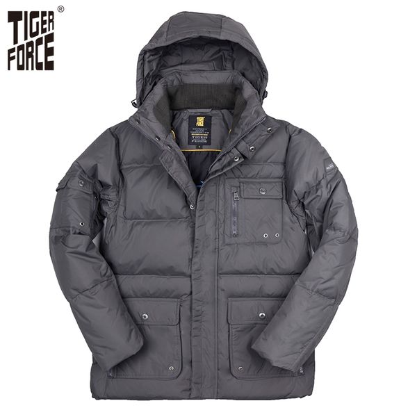 

wholesale- tiger force 2016 new design men white duck down jacket winter fashion down coat with hood solid zipper d-256b, Black