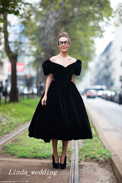 2019 preto de veludo vestido de noite muito off-ombro chá comprimento formal ocasião especial dress prom party dress plus size vestidos de festa