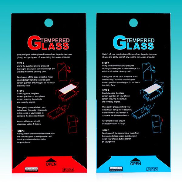190 * 89mm pacote pacote de caixas de papel protetor de vidro temperado para iphone 5 6 samsung s6 s4 caixa de embalagem de filme de proteção reforçada