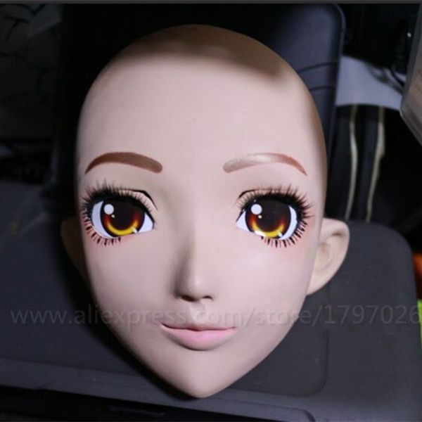 

new fashion kigurumi half face cosplay silicone half head kig masks japanese anime role kigurumi mask handemade can custom eyes, Black;red
