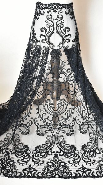 

white black french vintage glitter fabric with beads embroidery lace wedding dress gauze clothing decoration materials diy lace fabric l021, White;gold