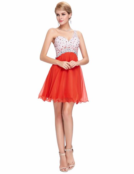 

Short Orange Cocktail Dresses 2019 Newest Summer Dresses Beading Sexy Sweetheart Elegant Strapless Homecoming Dress Custom Made