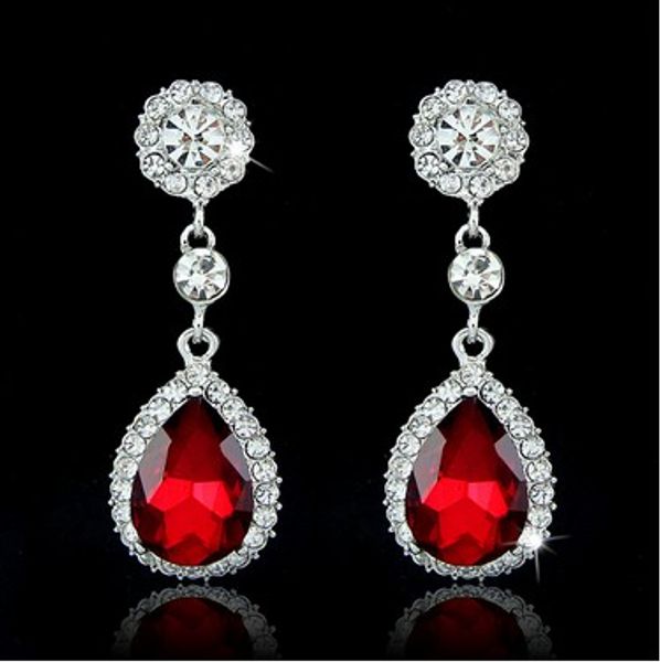 

fashion womens earrings crystal rhinestone silver plated solid color teardrop hanging dangling earrings jewelry gifts