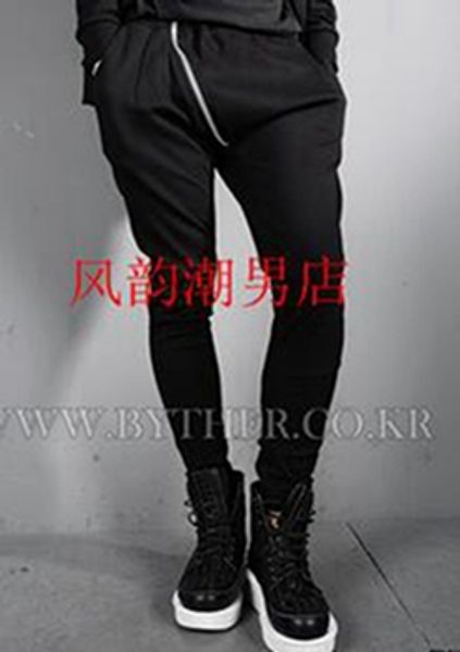 

man han edition of the new winter leisure bigger sizes small haroun pants zipper british wind personality feet pants / 27-42, Black