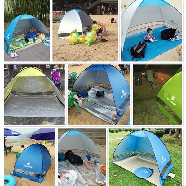 Bulid gratuito Tende facili da trasportare Rifugi da campeggio all'aperto Protezione UV per 2-3 persone Tenda da spiaggia Viaggio Prato Festa in famiglia Spedizione veloce
