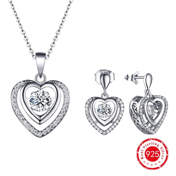 925 Silver Diamond Collar y pendiente conjunto