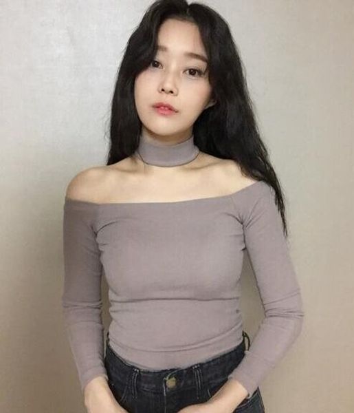 

unit collar even strapless thin t-shirt care women tight bottoming was female shirt neck long-sleeved xdrta, Black