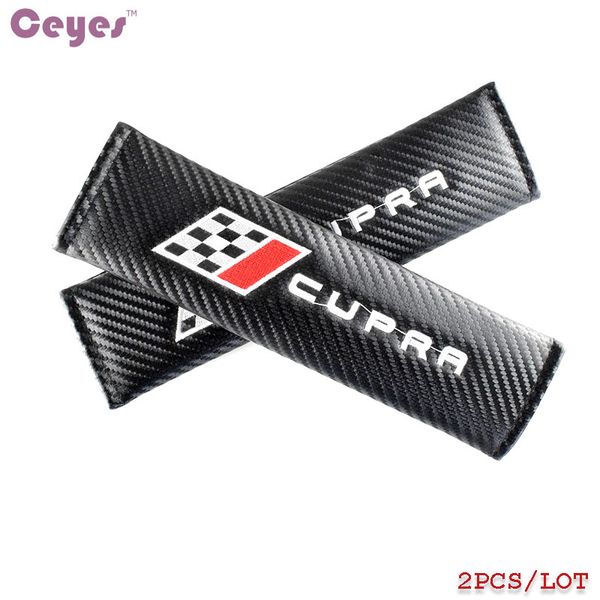 

Carbon Fiber Safety Belt Cover for Cupra Seat Cupra leon ibiza altea alhambra Seat Belt Cover Car Styling 2pcs/lot