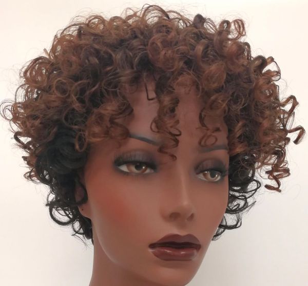 

hwg1251 2018 новый коричневый browntrend corn curls короткие вьющиеся парики 100% тепло синтетический с высоким содержанием клетчатки, как ч, Black