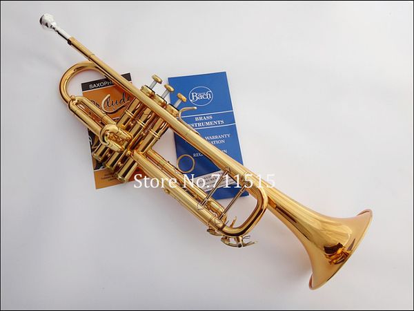 

Профессиональный Изысканный Бах Латунь Bb Труба TR-180GS Золотой Лак Поверхность Труба Инструменты Trompeta С Case 7c Мундштук