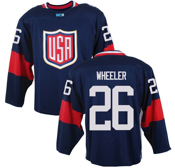 Men's Team USA #26 Blake Wheeler Navy Blue 2016 World Cup of Hockey Game Jersey Men's Team USA #26 Blake Wheeler Navy Blue 2016 World Cup of Hockey Game Jersey