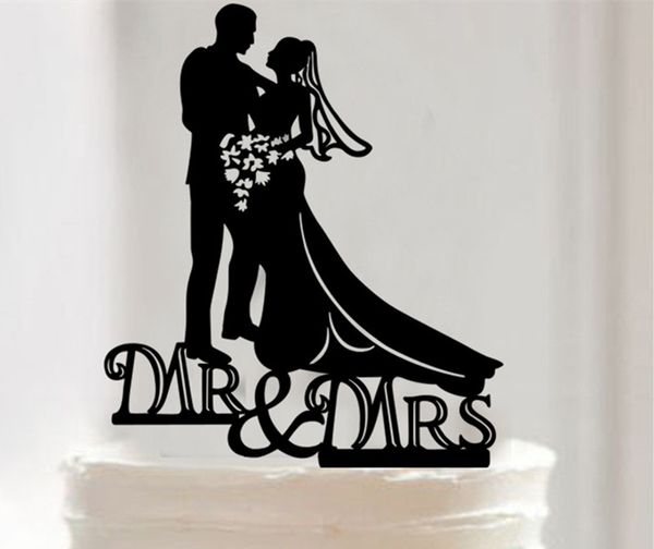 2016 Wedding Decorations Cake Inserted Card Bride Groom Silhouette