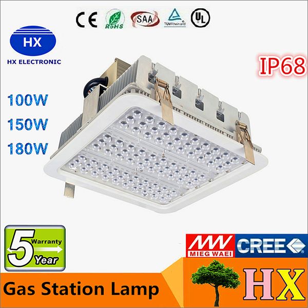 Super helle 100W 150W 180W explosionssichere LED-Überdachungslichter IP68 imprägniern Lagerlampe AC85-265V + MEANWELL Fahrer der GAS-Station 18000LM