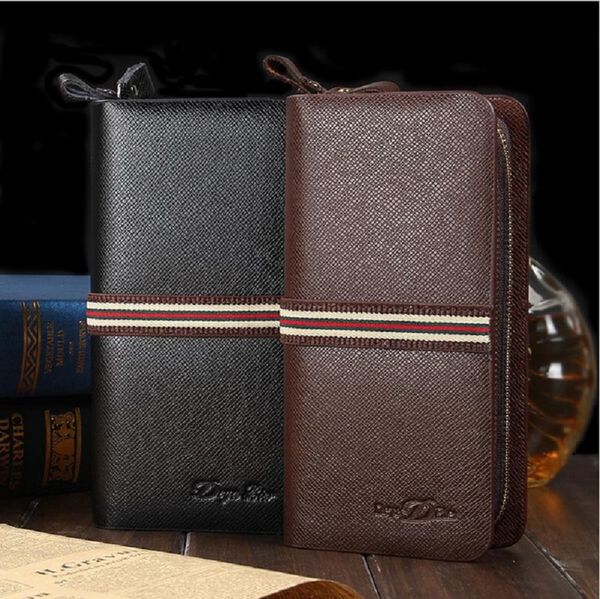 

new fashion pu leather men wallets cross pattern high capacity wallet double zipper man phone handbag coin purse card holder, Red;black