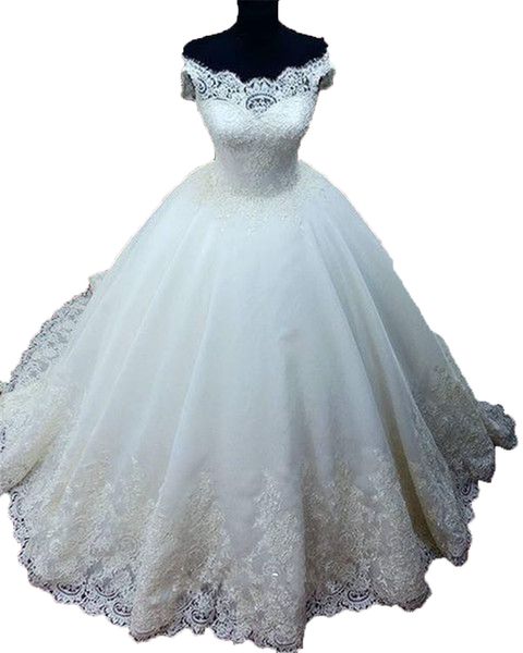 2017 New Sexy On Sale Frisado Branco vestido de Baile Vestidos de Casamento Com Apliques Vestido de Festa de Casamento Vestidos de Noiva WD1091
