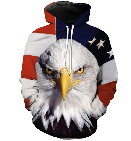 

fashion women/men animal eagle letter harajuku style funny 3td print casual hoodies plus size kk92, Black