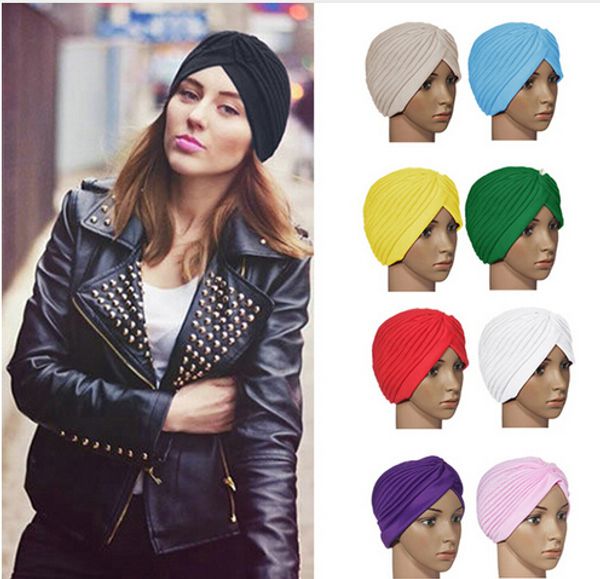 

new turban colors skullies india hat women ears men cap beanies headwrap bandana protector 18 hair accessories huoev, White;black