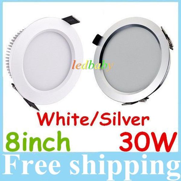 

30 вт 8 дюймов вел вниз с света встраиваемые потолочные светильники 160 угол теплый/холодный белый светодиодные фонари переменного тока 85-2