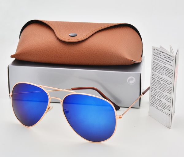 

support mixed color brand designer pilot polarized sunglasses men women sun glasses eyewear metal frame polaroid lens with box brown case, White;black